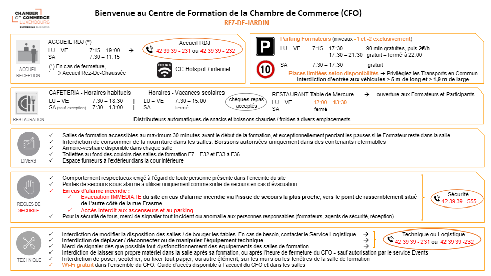 Consignes Centre de Formation de la Chambre de Commerce